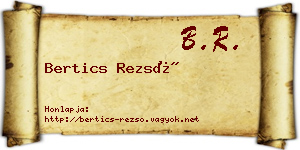 Bertics Rezső névjegykártya